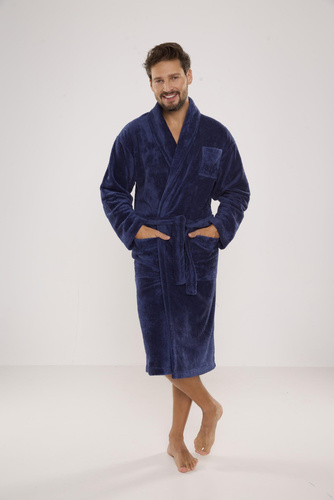 811 De Lafense Herren-Bademantel aus Plüsch - Denim