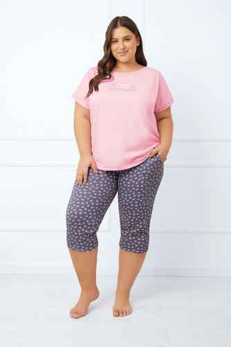 Lotte Damen Schlafanzug kurzarm, 3/4 Hose Italian Fashion - rosa/print 