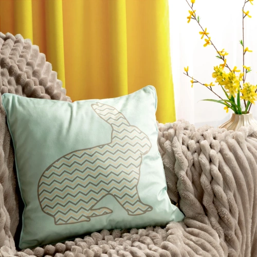 Frühling 1 Osterkissenbezug aus Samt, verziert mit einem Hasen-Print Eurocurtains Mint