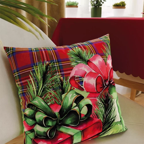 PBN284 Geschenke Weihnachtskissenbezug Marquisette rot