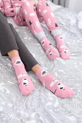S124Z Bami Socken Socken Italienische Mode rosa/weiß/graphit