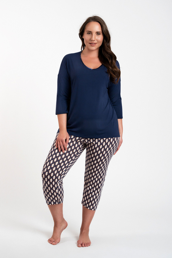 Milda Damen Schlafanzug 3/4 Ärmel, 3/4 Hose Italienische Mode