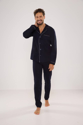 729 Norberto Herren Schlafanzug De Lafense - navy blau