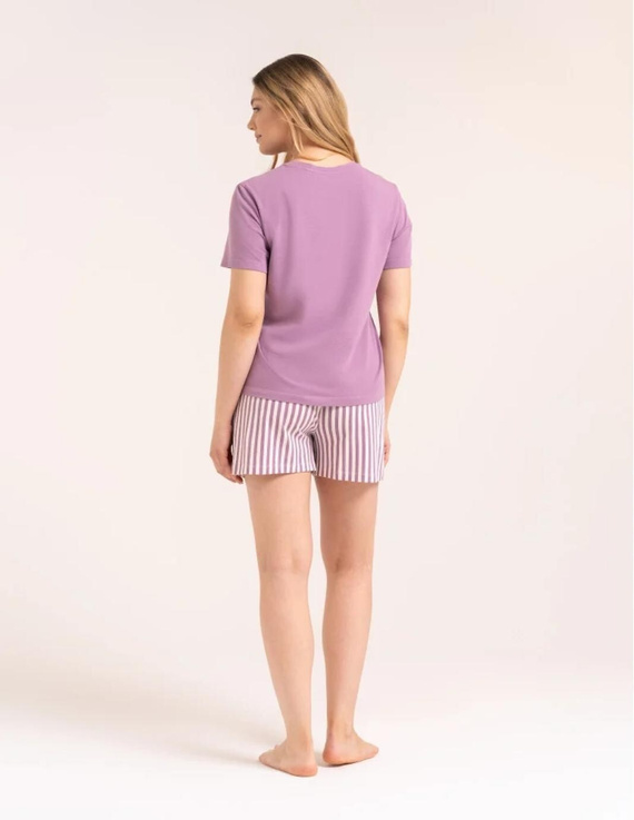 Damen-Pyjama Moraj PDD2800-009 Lila Baumwolle Shorts mit Streifen