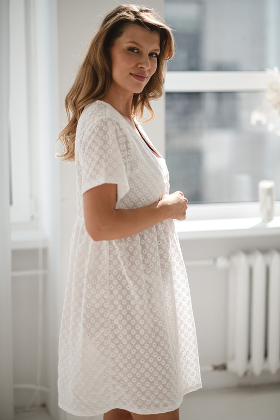 Still- und Umstandsnachthemd Flower Power Milk & Love Baumwolle white