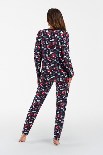 Cookies Damen Schlafanzug lange Ärmel und lange Hosen Italian Fashion - Druck