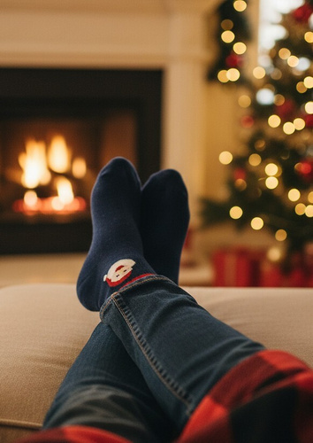 U04.N56 Gatta Weihnachtssocken – Unisex-Baumwollsocken mit Weihnachtsmotiv, Muster 999 Marineblau