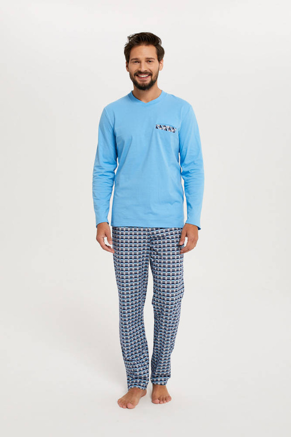 Jaromir Herren Langarm, lange Hose Italienische Mode - blau/print