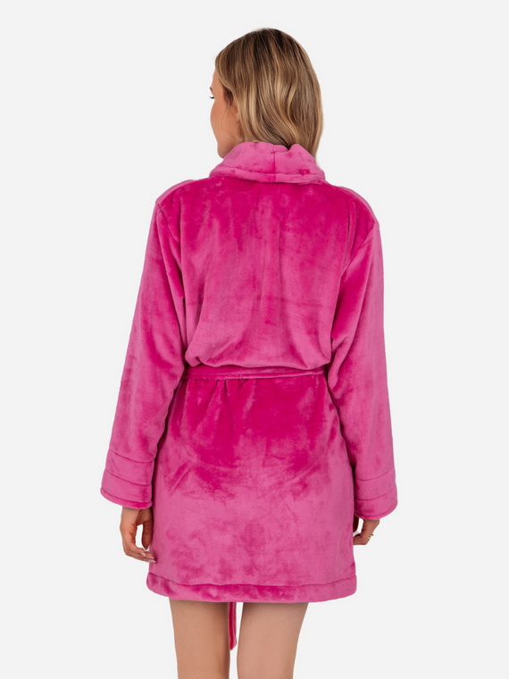 Olivia Kurzer Fleece-Bademantel für Damen von ByShelly – Amaranth