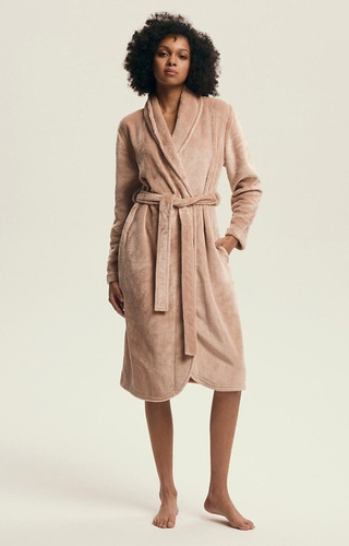 43595 Dextra Damen-Bademantel Henderson pfirsich – weich, gebunden, über dem Knie