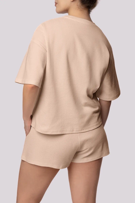 Gemütlicher Kurzarm-Damenpyjama Mona beige