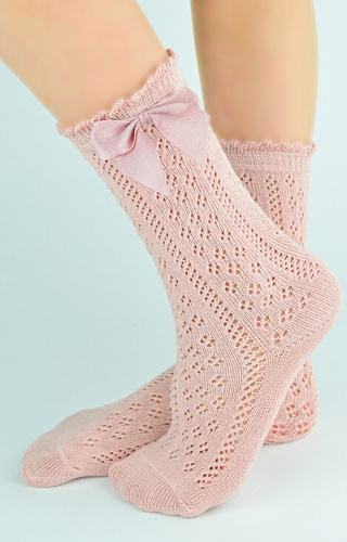 SB113 Noviti durchbrochene Baby-Kniestrümpfe – rosa