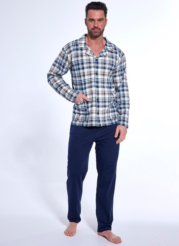 114/77 Cornette Herren-Pyjama mit Reißverschluss, Marineblau