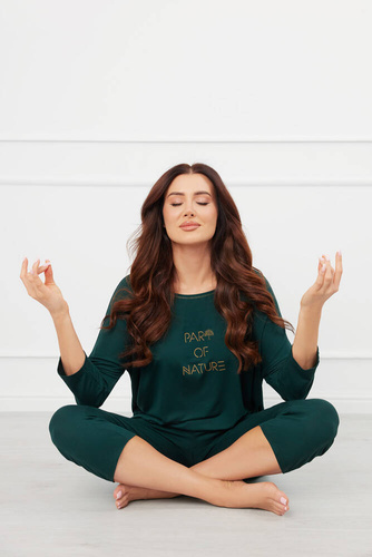 Natura Damen 3/4 Schlafanzug Italian Fashion - grün 