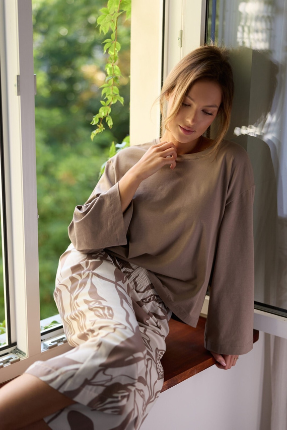 Damenpyjama Luna PS75 Mefemi by Nipplex – Baumwollshirt & 7/8-Hose aus Viskose | Premium Komfort