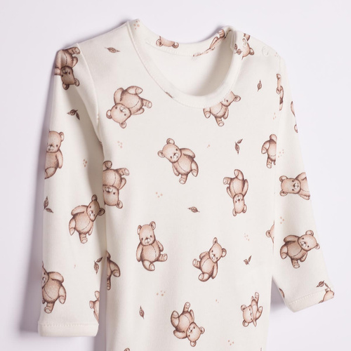 227095 Nicol BENEK Babybody 100% Baumwolle langarm Bären creme