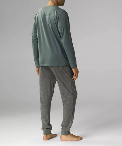 NMP-372 Herren-Langarmpyjama, Atlantic-Smaragdgrau Melange