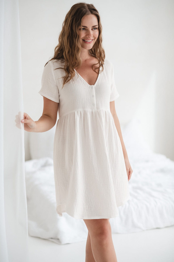 Umstands- und Stillnachthemd Aurora aus Musselin, Milk&Love, Creme