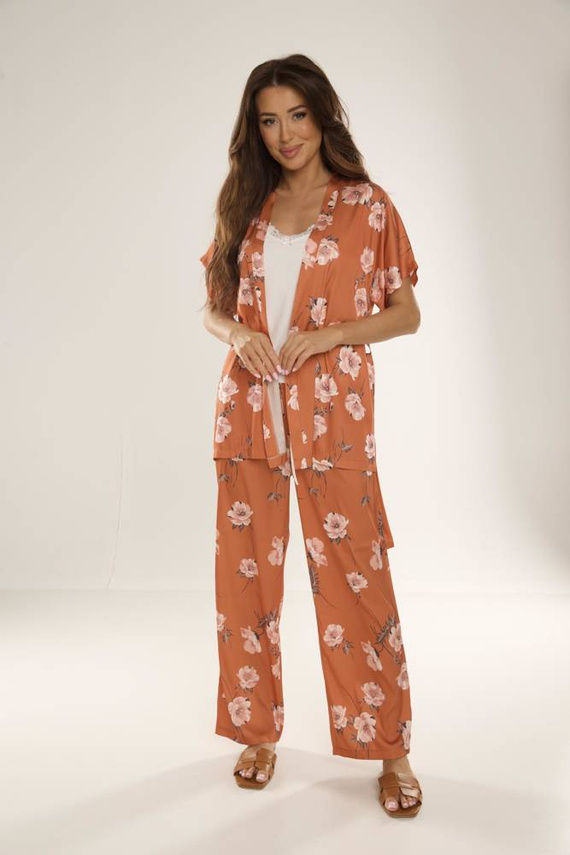 682 + 700 + 688 Lurdes Damen-Pyjama und Morgenmantel-Set De Lafense - rot