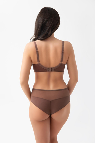 Brasilianischer Slip B019 Frida Gorsenia, Schokoladenbraun mit zarter Stickerei