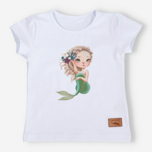 KAR-4007/BIA Mädchen-T-Shirt mit kurzen Ärmeln Lagarto Verde weiß