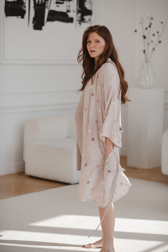 Polka Dots Milk&Love Umstandsbademantel aus Bambus