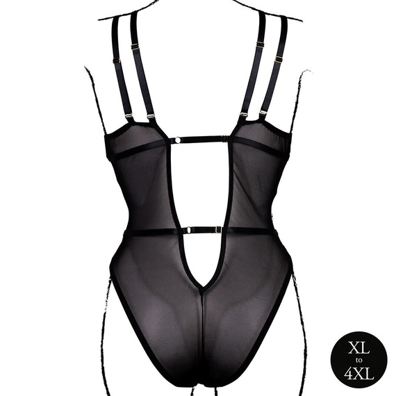 Body AMR006 Amour Le Désir Spitzenbody Plus Size XL-4XL Schwarz