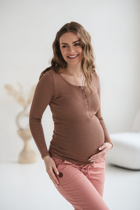 Tummy Milk&Love Umstands- und Stillshirt aus Viskose toffee
