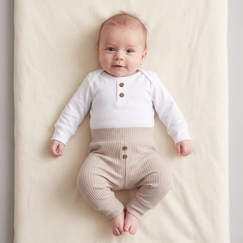 228016 Nicol FARMA Babyhose aus gerippter Baumwolle, grau