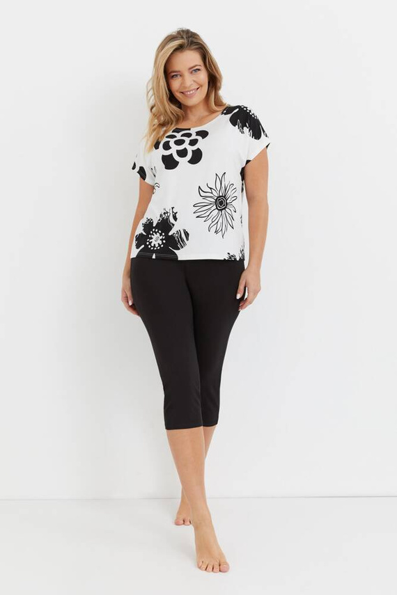 743 Elle Forex Damen Schlafanzug - ecru-schwarz