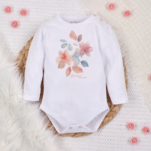ABN-5416 Bunte Blumen Bio-Baumwoll-Body Nini weiß
