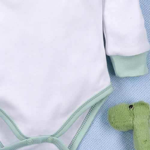 ABN-5565 Dino Explorer Bio-Baumwoll-Body Nini weiß – Bio-Baumwolle, lange Ärmel