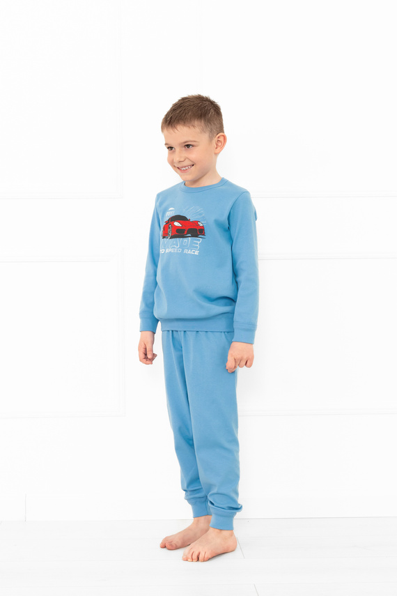 Schlafanzug Gordo für Jungen - Baumwolle, lange Ärmel und Hose mit Kordelzug Italian Fashion - blau 
