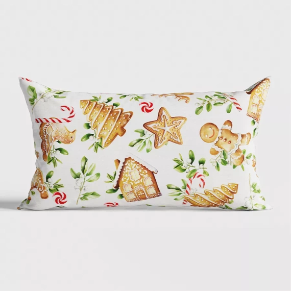 TBN016 Lebkuchen-Weihnachtskissen Marquisette weiß
