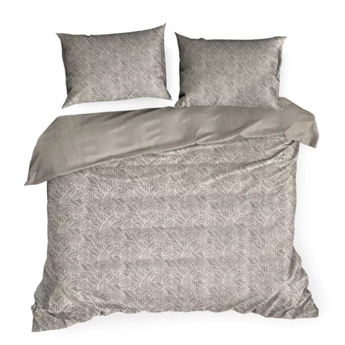 Flano 3 Velours-Bettwäsche Blätter Eurofirany beige