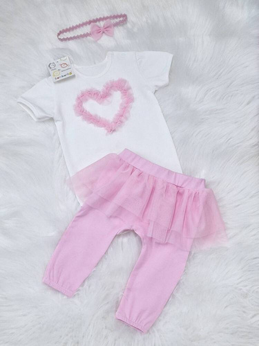 Mia Bambarillo Body mit kurzen Ärmeln, rosa Herz