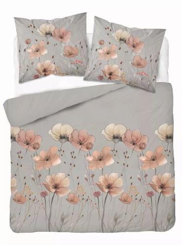 5493 A Detexpol Satin Stories Satinbettwäsche grau | 100 % Baumwolle, Satinbindung, Reißverschluss, Geschenkverpackung