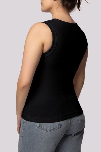 Ribben Tank Top Mona Damen ärmelloses T-Shirt, schwarz