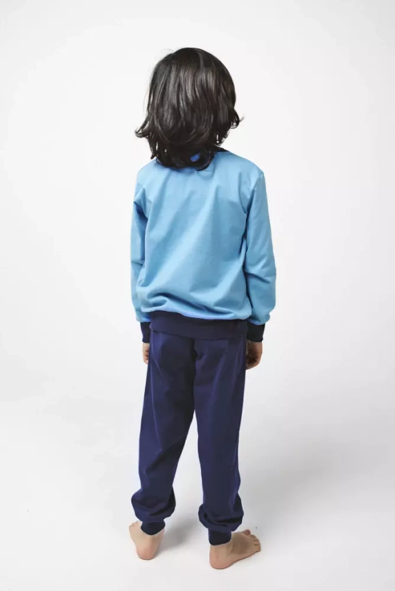 Remek Jungen Schlafanzug langarm, lange Hose Italian Fashion - blau