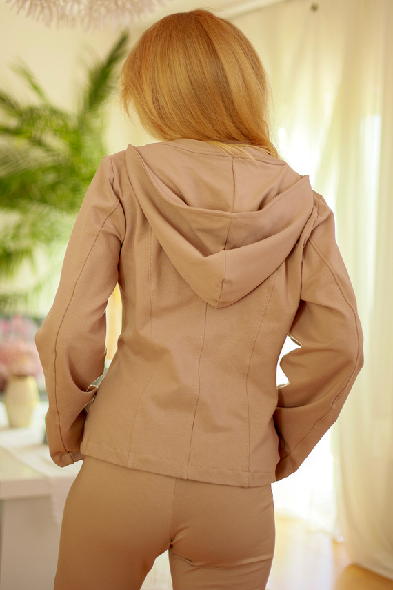 Adela - Damenjacke mit Kapuze, 95 % Baumwolle 5 % Elasthan | Polnische Marke Mirale – Beige