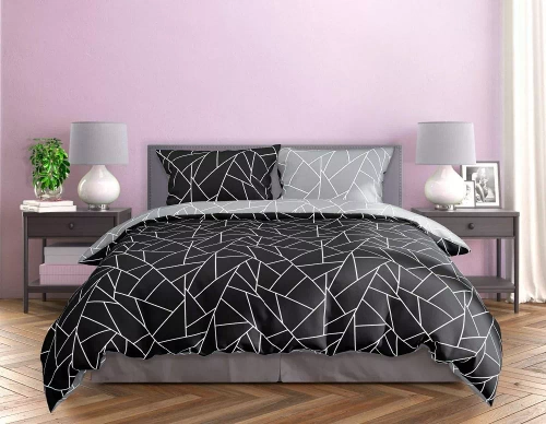 Milargo Verde 007 Geometrische Satinbettwäsche Faro schwarz