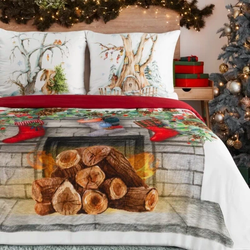 Weihnachtsbettwäsche Elsa Eurofirany beige 100% Baumwolle mit Reißverschluss