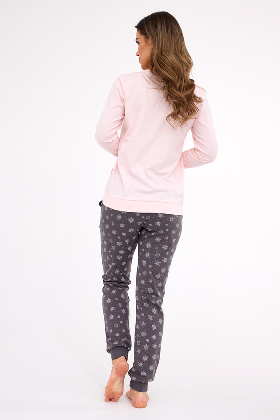 163/461 Snow Cornette Damen-Pyjama, rosa – Baumwolle, lange Ärmel | Komfort und Winterstil