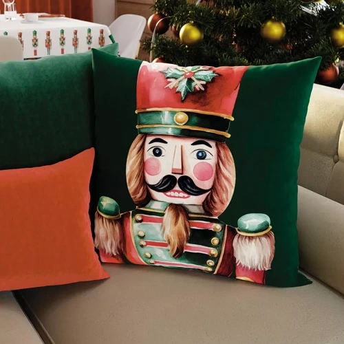 PBN279 Nussknacker Weihnachtskissenbezug Marquisettegrün