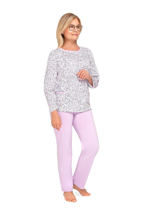Kasia III 267 Martel-Pyjama lila – Damen-Baumwollpyjama mit Knopfverschluss