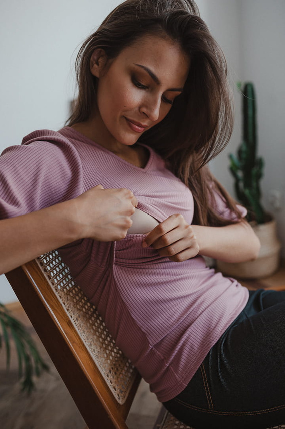 Umstands- und Stillbluse Milk&Love Milky Puff Rippstoff Puffärmel