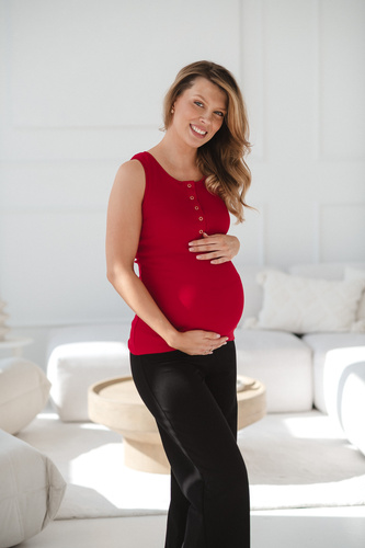 Still- und Umstandstop Tummy Milk&Love Ripp-Baumwolle red