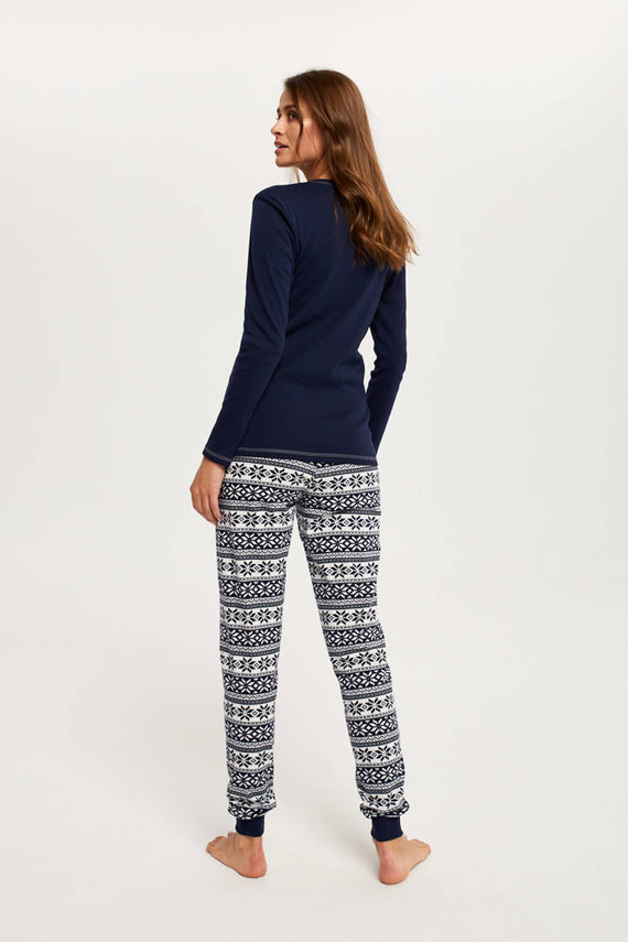 Arktyka Damen Schlafanzug langarm, lange Hose Italian Fashion - navy blau/print