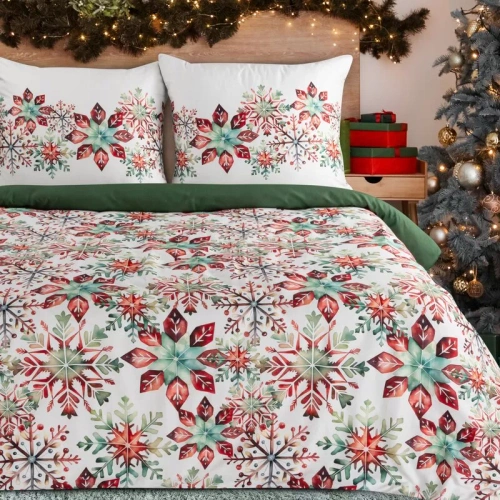 Weihnachtsbettwäsche Elsa Eurofirany beige 100% Baumwolle mit Reißverschluss