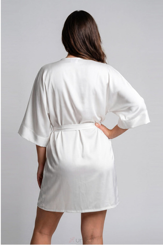 Unikat Beja Satin Morgenmantel ecru leicht elegant bequem Alltag